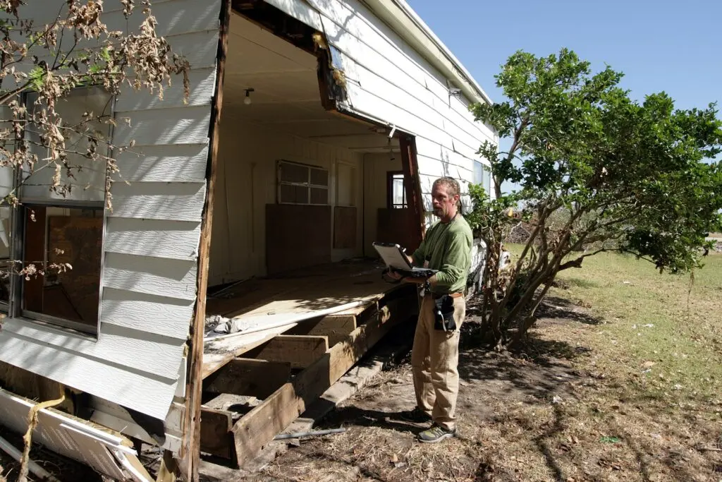 Inspector checking a house during a site visit